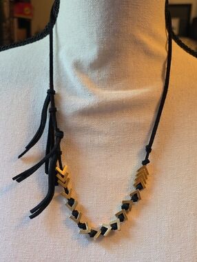 Madewell Black and Gold Chevron Pendant Necklace